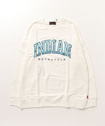 INDIAN  MOTOCYCLE（インディアンモトサイクル）の「【INDIAN】サテンロゴ オーバーサイズトレーナー（スウェット）」