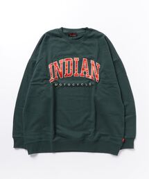 INDIAN  MOTOCYCLE（インディアンモトサイクル）の「【INDIAN】サテンロゴ オーバーサイズトレーナー（スウェット）」