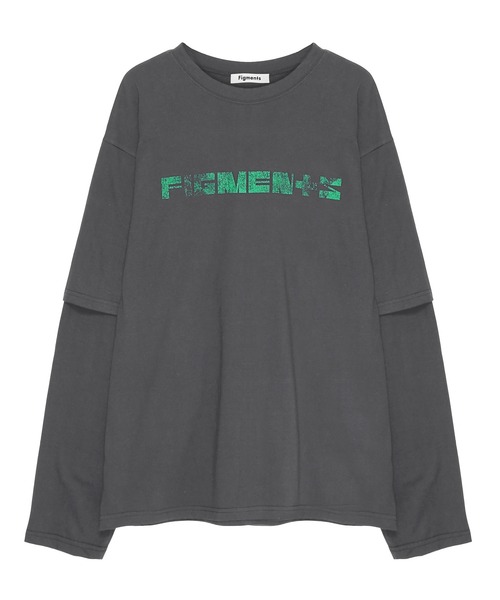 Figments（フィグメンツ）の「フェイクレイヤードロゴロンＴ（Tシャツ/カットソー・レディース・ホワイト/スミクロ/ブルー/グレー・SMALL/MEDIUM）」の16枚目の写真