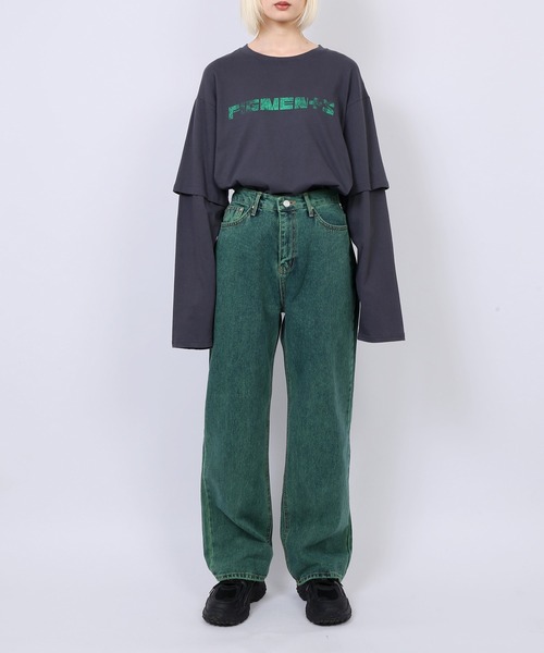 Figments（フィグメンツ）の「フェイクレイヤードロゴロンＴ（Tシャツ/カットソー・レディース・ホワイト/スミクロ/ブルー/グレー・SMALL/MEDIUM）」の17枚目の写真