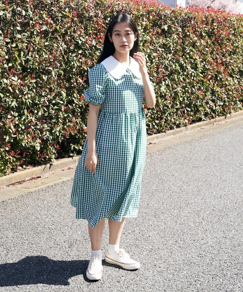 Clice de Paris(クリシェドゥパリス)の「K/ギンガムチェックワンピース(ワンピース・レディース・グリーン/ブラック・ONESIZE)」の1枚目の写真