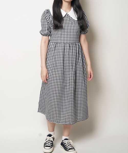 Clice de Paris(クリシェドゥパリス)の「K/ギンガムチェックワンピース(ワンピース・レディース・グリーン/ブラック・ONESIZE)」の5枚目の写真