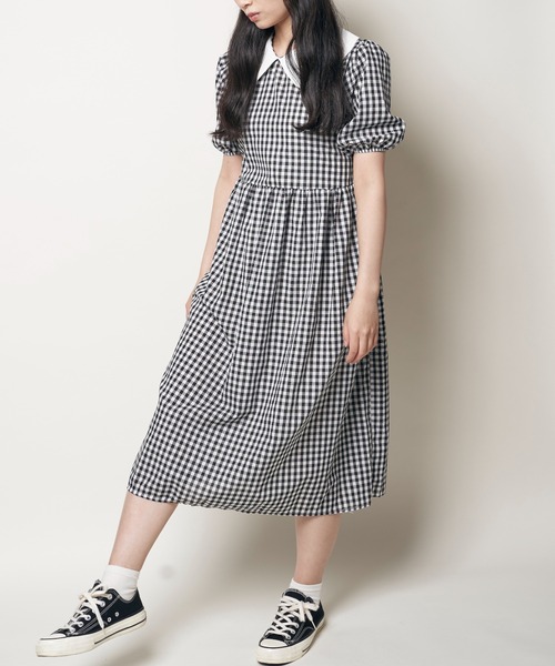 Clice de Paris(クリシェドゥパリス)の「K/ギンガムチェックワンピース(ワンピース・レディース・グリーン/ブラック・ONESIZE)」の7枚目の写真