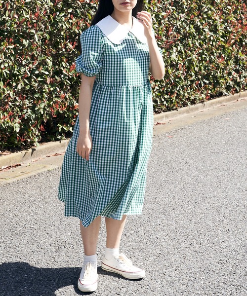 Clice de Paris(クリシェドゥパリス)の「K/ギンガムチェックワンピース(ワンピース・レディース・グリーン/ブラック・ONESIZE)」の8枚目の写真