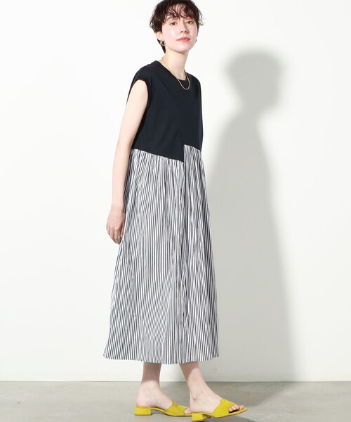 NOLLEY’S(ノーリーズ)の「ウエスト切り替えワンピース(ワンピース・レディース・ホワイト/ブラック/ブルー系その他7・FREE)」の3枚目の写真