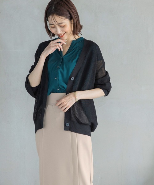 GLOBAL WORK(グローバルワーク)の「ドライメッシュカーデ/275508(カーディガン/ボレロ・レディース・グリーン/オフホワイト/ライトイエロー/ブラック・FREE)」の15枚目の写真