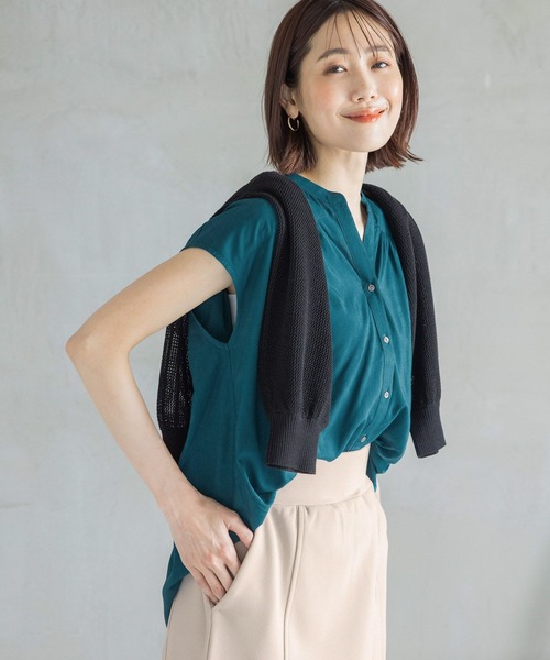 GLOBAL WORK(グローバルワーク)の「ドライメッシュカーデ/275508(カーディガン/ボレロ・レディース・グリーン/オフホワイト/ライトイエロー/ブラック・FREE)」の7枚目の写真