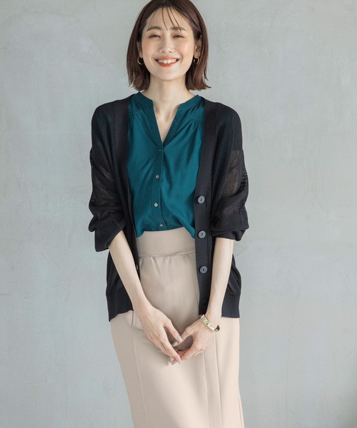 GLOBAL WORK(グローバルワーク)の「ドライメッシュカーデ/275508(カーディガン/ボレロ・レディース・グリーン/オフホワイト/ライトイエロー/ブラック・FREE)」の13枚目の写真