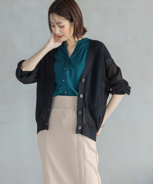 GLOBAL WORK(グローバルワーク)の「ドライメッシュカーデ/275508(カーディガン/ボレロ・レディース・グリーン/オフホワイト/ライトイエロー/ブラック・FREE)」の14枚目の写真