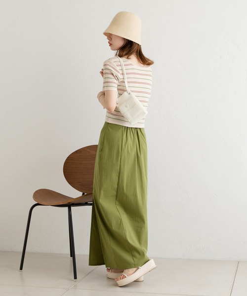 Kastane（カスタネ）の「マルチボーダーニットTee（Tシャツ/カットソー・レディース・グリーン/アイボリー/イエロー・FREE）」の11枚目の写真