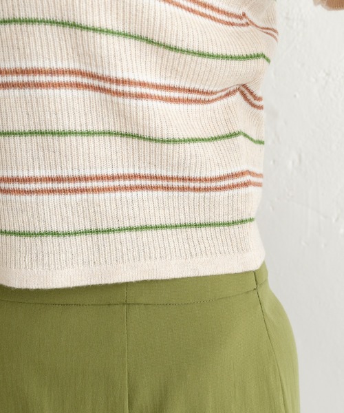 Kastane（カスタネ）の「マルチボーダーニットTee（Tシャツ/カットソー・レディース・グリーン/アイボリー/イエロー・FREE）」の15枚目の写真