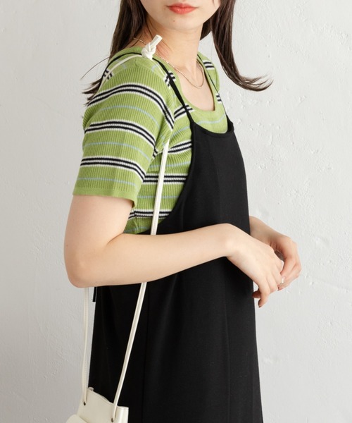 Kastane（カスタネ）の「マルチボーダーニットTee（Tシャツ/カットソー・レディース・グリーン/アイボリー/イエロー・FREE）」の21枚目の写真