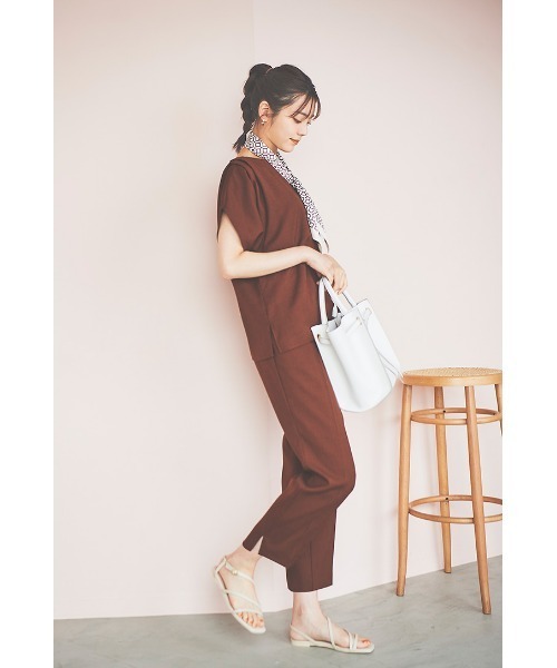 Te chichi（テチチ）の「麻調ショルダータックブラウス(セットアップ可)（シャツ/ブラウス・レディース・グリーン/ベージュ/ブラウン・ﾌﾘ-）」の4枚目の写真