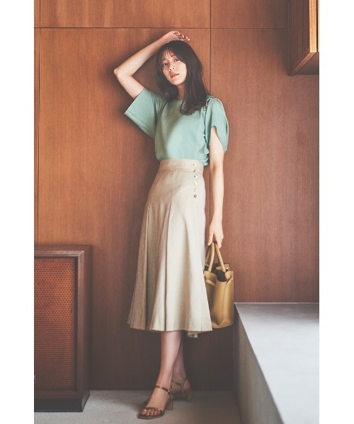 Te chichi（テチチ）の「麻調ショルダータックブラウス(セットアップ可)（シャツ/ブラウス・レディース・グリーン/ベージュ/ブラウン・ﾌﾘ-）」の5枚目の写真