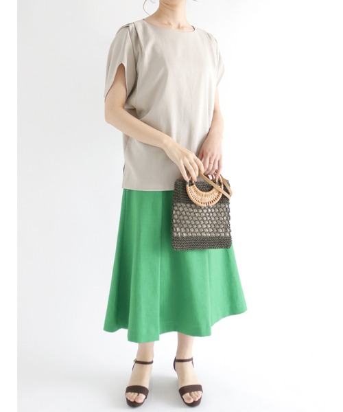 Te chichi（テチチ）の「麻調ショルダータックブラウス(セットアップ可)（シャツ/ブラウス・レディース・グリーン/ベージュ/ブラウン・ﾌﾘ-）」の8枚目の写真