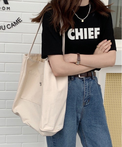 gossip！ロサンゼルス（ゴシップロサンゼルス）の「キャンバストートバッグ（トートバッグ・レディース・ブラック/オフホワイト・FREE）」の6枚目の写真