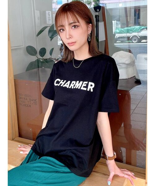 GYDA（ジェイダ）の「CHARMERスタッズBIG Tシャツ（Tシャツ/カットソー・レディース・ブラック/オフホワイト/マスタード・FREE）」の6枚目の写真