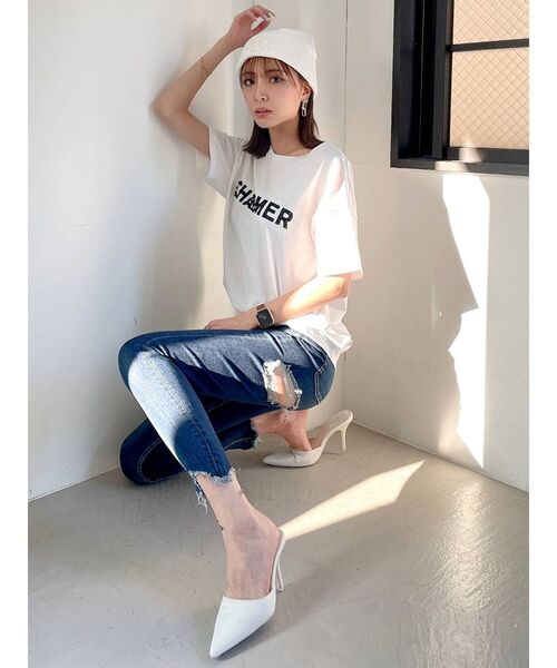 GYDA（ジェイダ）の「CHARMERスタッズBIG Tシャツ（Tシャツ/カットソー・レディース・ブラック/オフホワイト/マスタード・FREE）」の15枚目の写真