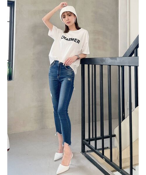 GYDA（ジェイダ）の「CHARMERスタッズBIG Tシャツ（Tシャツ/カットソー・レディース・ブラック/オフホワイト/マスタード・FREE）」の17枚目の写真