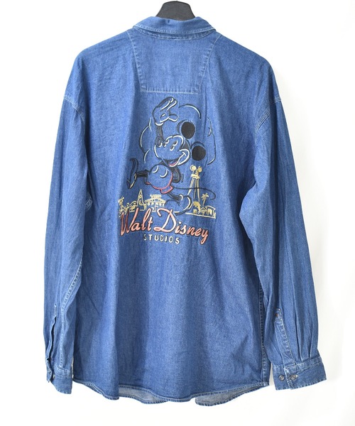 DISNEY VINTAGE(ディズニーヴィンテージ)の「【ヴィンテージ古着】Disney / ディズニー 刺繍 デニムシャツ(シャツ/ブラウス・メンズ・ブルー・LARGE)」の1枚目の写真