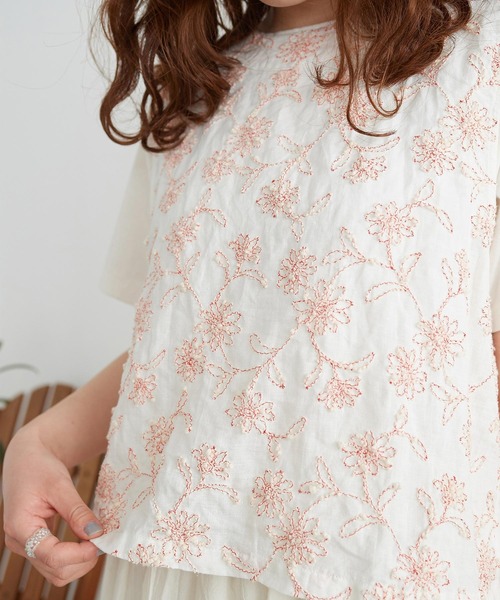 chambre de charme（シャンブルドゥシャーム）の「●cdc デージー刺繍 ベスト（ベスト・レディース・レッド/ホワイト・FREE）」の14枚目の写真