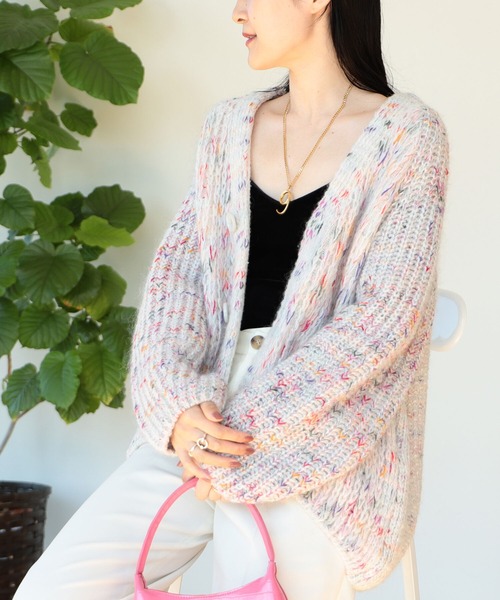 Ray BEAMS（レイビームス）の「BOUSSOLE × Ray BEAMS / 別注 ミックス カーディガン（カーディガン/ボレロ・レディース・オフホワイト/オレンジ・ONE SIZE）」の7枚目の写真