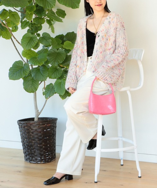 Ray BEAMS（レイビームス）の「BOUSSOLE × Ray BEAMS / 別注 ミックス カーディガン（カーディガン/ボレロ・レディース・オフホワイト/オレンジ・ONE SIZE）」の8枚目の写真