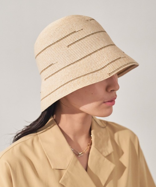 VACANCY（ヴァカンシー）の「気まぐれラインペーパーハット（ハット・レディース・ブラック/ナチュラル・FREE）」の2枚目の写真