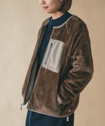 ドゥロワー　ジャケット　ジップアップ　ノーカラー　ブルゾン ノーカラーシアーZIPブルゾン/AMERICAN HOLIC（アメリカン