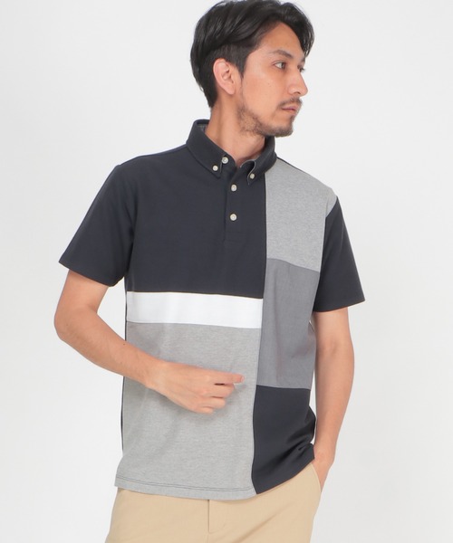 ikka（イッカ）の「メランジ切り替えポロシャツ ECO（ポロシャツ・メンズ・ホワイト/ネイビー/グリーン・M/L/S/XL）」の3枚目の写真