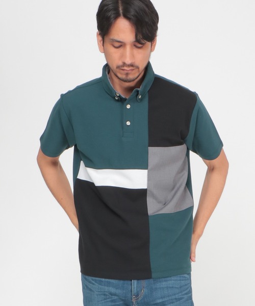 ikka（イッカ）の「メランジ切り替えポロシャツ ECO（ポロシャツ・メンズ・ホワイト/ネイビー/グリーン・M/L/S/XL）」の2枚目の写真