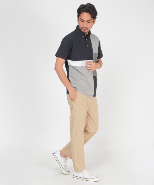 ikka（イッカ）の「メランジ切り替えポロシャツ ECO（ポロシャツ・メンズ・ホワイト/ネイビー/グリーン・M/L/S/XL）」の16枚目の写真