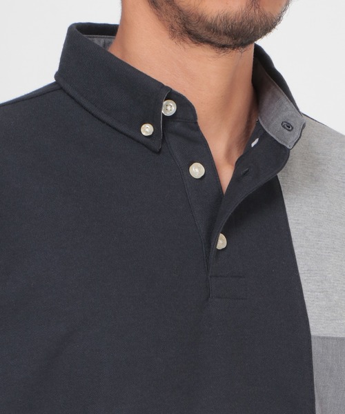 ikka（イッカ）の「メランジ切り替えポロシャツ ECO（ポロシャツ・メンズ・ホワイト/ネイビー/グリーン・M/L/S/XL）」の8枚目の写真