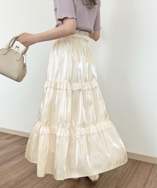 apres jour（アプレジュール）の「シャイニークロスフリルスカート  