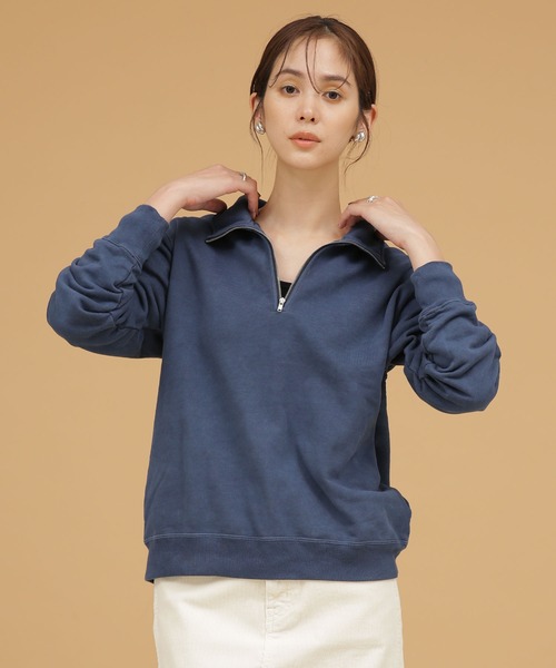 Odub（オーダブ）の「Odub/別注 ハーフZIPスウェット（スウェット・レディース・ブラック/ネイビー/レッド・FREE）」の9枚目の写真