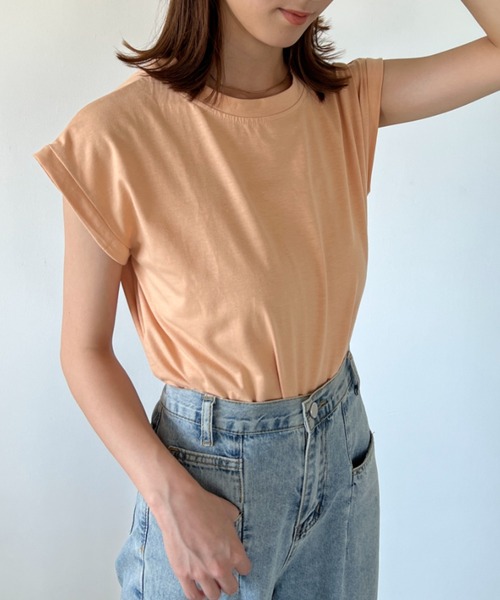 H.Warren(エイチウォーレン)の「クルーネックフレンチスリーブカットプルオーバーTシャツ(Tシャツ/カットソー・レディース・ホワイト/ブラック/ブラウン/グレー・FREE)」の1枚目の写真