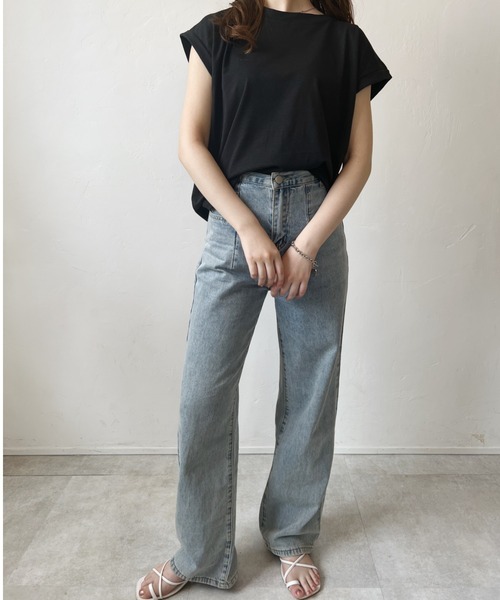 H.Warren(エイチウォーレン)の「クルーネックフレンチスリーブカットプルオーバーTシャツ(Tシャツ/カットソー・レディース・ホワイト/ブラック/ブラウン/グレー・FREE)」の13枚目の写真