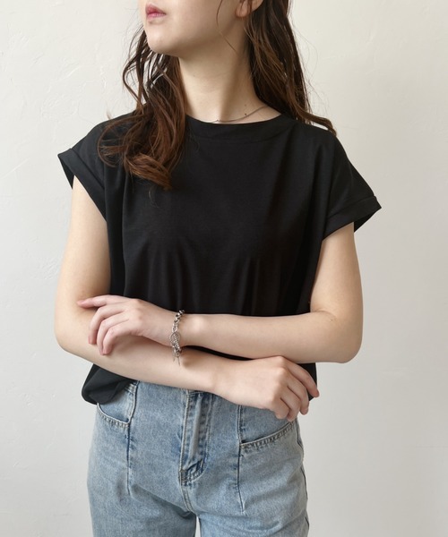 H.Warren(エイチウォーレン)の「クルーネックフレンチスリーブカットプルオーバーTシャツ(Tシャツ/カットソー・レディース・ホワイト/ブラック/ブラウン/グレー・FREE)」の12枚目の写真