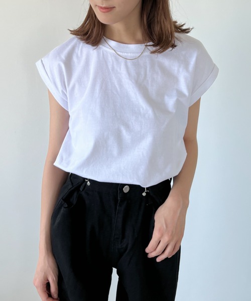 H.Warren(エイチウォーレン)の「クルーネックフレンチスリーブカットプルオーバーTシャツ(Tシャツ/カットソー・レディース・ホワイト/ブラック/ブラウン/グレー・FREE)」の20枚目の写真