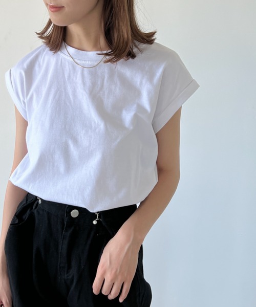 H.Warren(エイチウォーレン)の「クルーネックフレンチスリーブカットプルオーバーTシャツ(Tシャツ/カットソー・レディース・ホワイト/ブラック/ブラウン/グレー・FREE)」の22枚目の写真