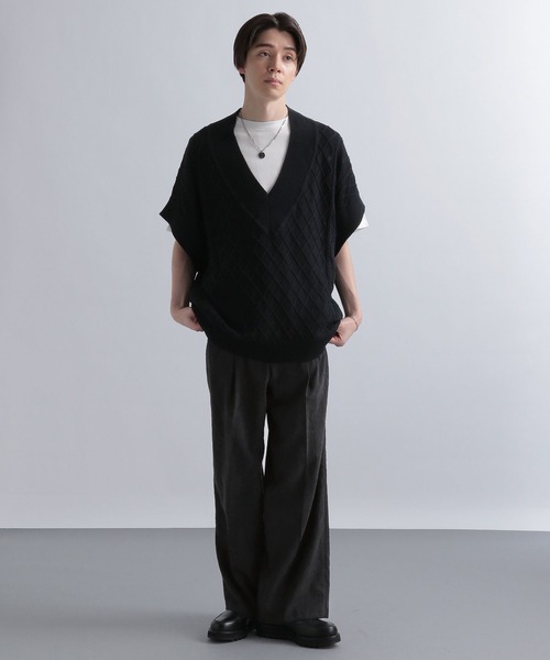 HARE(ハレ)の「スエードライクワイドパンツ(HARE)(スラックス・メンズ・ボルドー/ブラック・SMALL/MEDIUM)」の4枚目の写真