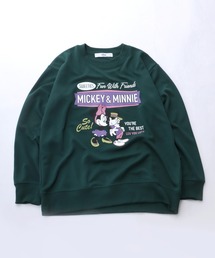 Disney（ディズニー）の「Disney（ディズニー）ミッキーキャラクターカレッジロゴプリント スウェットトップス レディース/トレーナープルオーバー（スウェット）」
