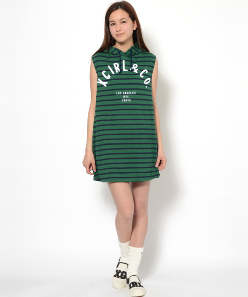 X-girl（エックスガール）の「【NYLON7月号掲載】SUMMER HOODIE DRESS（ワンピース・レディース・マルチ/ブラック/グリーン・1/2）」の17枚目の写真