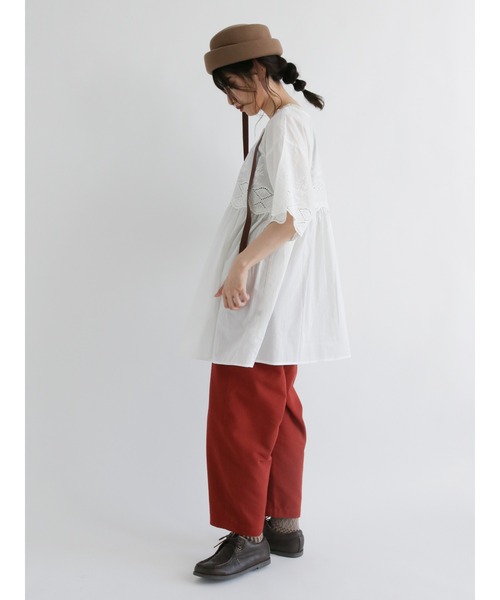SM2 スカラップレース　チュニック　ワンピース　綿麻　リネン　モカ茶　新品 Samansa Mos2（サマンサ モスモス）の「スカラップレース前後