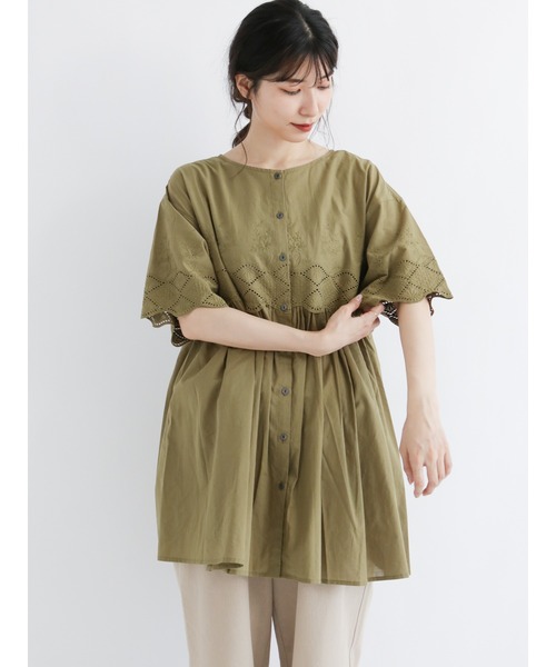 Samansa Mos2（サマンサ モスモス）の「スカラップレース前後2WAYチュニック（チュニック・レディース・カーキ/ブラウン/オフホワイト/チャコール・ﾌﾘ-）」の8枚目の写真