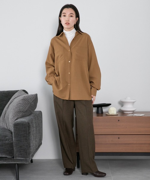 LOWRYS FARM（ローリーズファーム）の「カラーシャツロングスリーブ　162163（シャツ/ブラウス・レディース・パープル/ブラウン/グレー/アイボリー・FREE）」の5枚目の写真