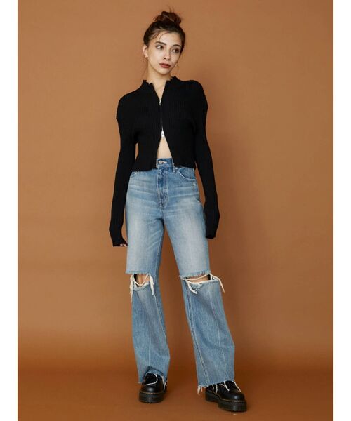 EVRIS（エヴリス）の「ジップタートルリブニットトップス（ニット/セーター・レディース・ホワイト/ブラック/ブルー/グリーン・FREE）」の21枚目の写真