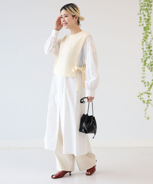 Ray BEAMS（レイビームス）の「Ray BEAMS / ニットベスト セット ワンピース（ワンピース・レディース・ブラック/オフホワイト・ONE SIZE）」の2枚目の写真