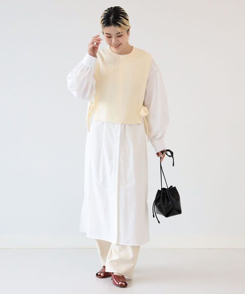 Ray BEAMS（レイビームス）の「Ray BEAMS / ニットベスト セット ワンピース（ワンピース・レディース・ブラック/オフホワイト・ONE SIZE）」の3枚目の写真