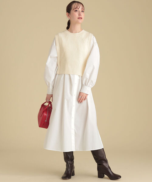 Ray BEAMS（レイビームス）の「Ray BEAMS / ニットベスト セット ワンピース（ワンピース・レディース・ブラック/オフホワイト・ONE SIZE）」の10枚目の写真